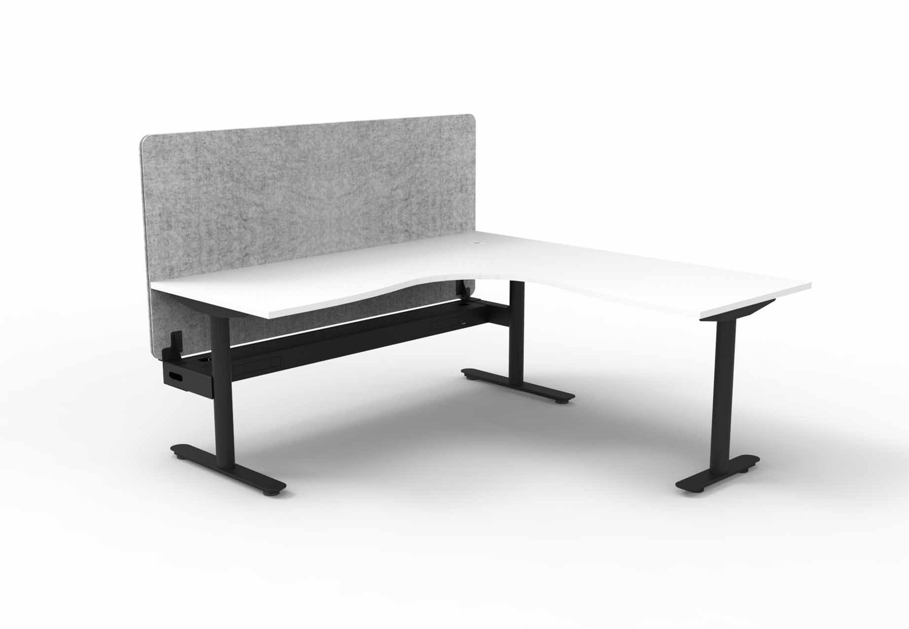 Halo Static Corner Workstation - Cable Tray and Eco Screen